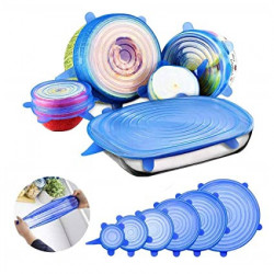 Set 6 capace din silicon extensibile, Albastre