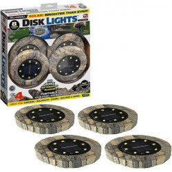 Set 4 lampi solare Disk Lights, 6500 lm, 8 Led-uri, model piatra