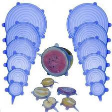 Set 6 capace din silicon extensibile, Albastre