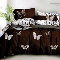 Lenjerie pat dublu, 4 piese, bumbac satinat, Butterfly