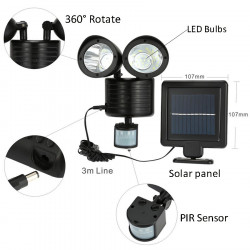 Lampa solara dubla cu senzor crepuscular si senzor de miscare