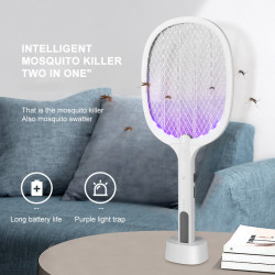 Paleta cu Descarcare Electrica Anti-Insecte, Tantari, Muste, Molii cu acumulator si dock de incarcare