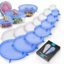 Set 6 capace din silicon extensibile, Albastre