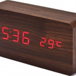 Ceas de birou cu LED Wood Style si afisare temperatura