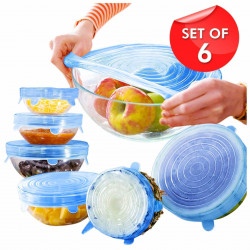 Set 6 capace din silicon extensibile, Albastre