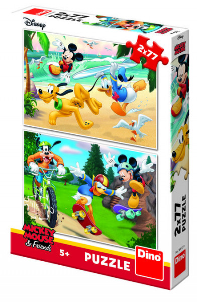 Puzzle 2 in 1 - Mickey campionul (2 x 77 piese)