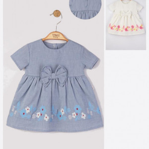 Rochita eleganta cu broderie pentru fetite, Tongs baby (Culoare: Albastru, Marime: 9-12 luni)
