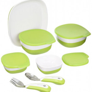 Scaun de masa 4moms Black-Grey+Set Farfurii si tacamuri