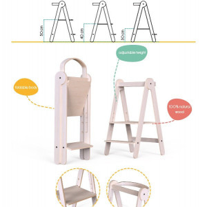 Turn de invatare-Learning Tower din lemn, pliabil MamaToyz