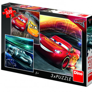 Puzzle 3 in 1 - Cars 3: Cursa cea mare (55 piese)