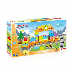 Set de constructii cu trenulet - 89 piese