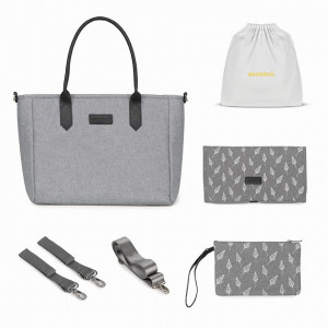 Geanta multifunctionala pentru parinti Ingrid, Evening Shadow, Gri-Negru, Skiddou
