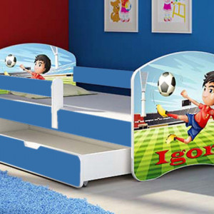 Patut Tineret MyKids Football cu Sertar si Saltea 160x80