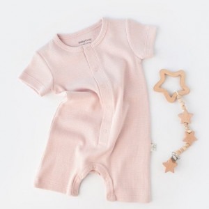 Salopeta cu panataloni scurti - 100% bumbac organic - Roz, Baby Cosy (Marime: 9-12 luni)