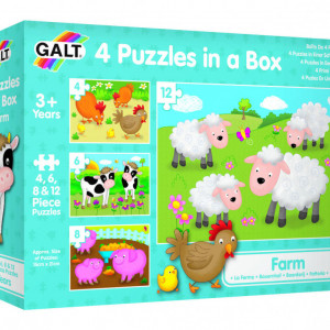 Set 4 puzzle-uri Animale de la ferma (4, 6, 8, 12 piese)
