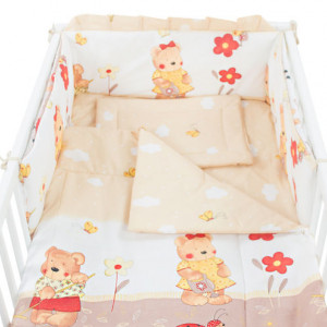 Lenjerie MyKids Teddy Gradina Maro 4 Piese 120x60