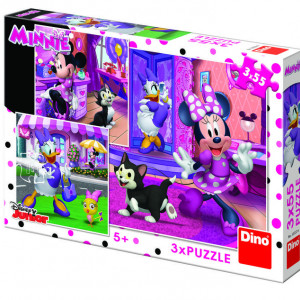 Puzzle 3 in 1 - O zi cu Minnie (55 piese)
