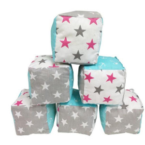 Set 6 cuburi de joaca textile MyKids 10x10 cm