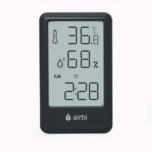 Termometru si higrometru digital de camera, ceas cu alarma, memorie, suport expandabil, negru, AirBi FRAME BI1050