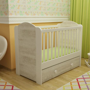 Patut cu sertar MyKids HAPPY cu leganare Alb-Antik A428