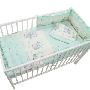 Lenjerie MyKids Teddy Toys Turquoise 4 Piese M2 120x60