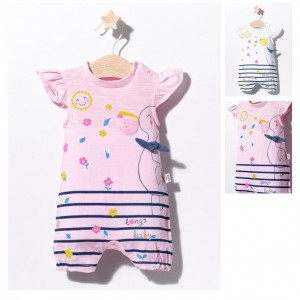 Salopeta de vara pentru bebelusi Summer, Tongs baby (Culoare: Alb, Marime: 3-6 Luni)