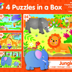Set 4 puzzle-uri Jungla (12, 16, 20, 24 piese)