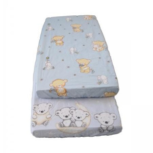 Cearceaf Imprimat cu Elastic Albastru 120X60