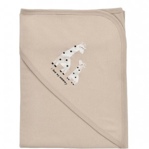 Paturica din bumbac organic Girafa, BabyCosy, Mink, 85X85 cm
