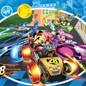 Puzzle de colorat - Mickey in cursa (24 piese)