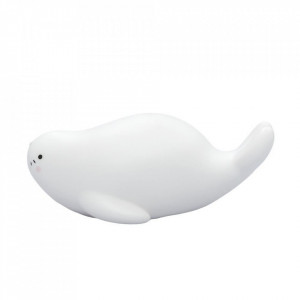 Lampa de veghe si veioza cu LED, lumina reglabila si functie oprire cronometrata, forma foca, alba, Lumilu Lazy Friends Seal, Reer 52240