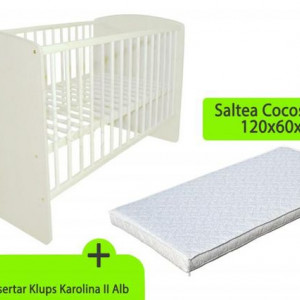 Patut Klups Karolina II Alb + Saltea 8 MyKids Confort II