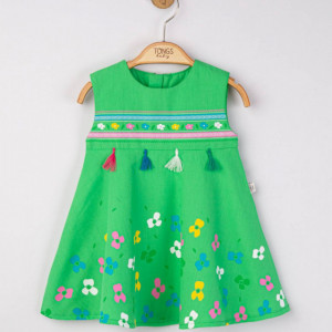 Rochita de vara pentru fetite Ciucurasi, Tongs baby (Culoare: Albastru, Marime: 9-12 luni)