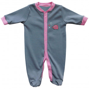 Set 2 bucati salopeta cu maneca lunga Pink Elephant 18-24 luni