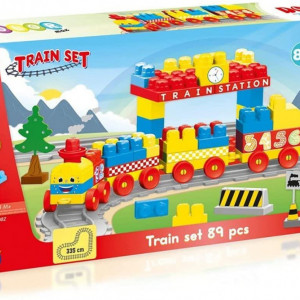 Set de constructii cu trenulet - 89 piese