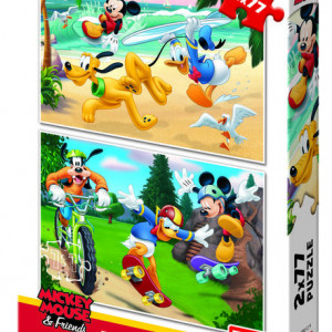 Puzzle 2 in 1 - Mickey campionul (2 x 77 piese)