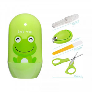 Set 4 piese pentru ingrijirea unghiilor bebelusului (Model: Pinguin Gri)
