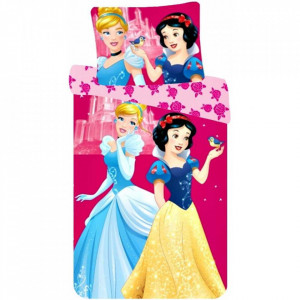 Set lenjerie pat copii Princess Cinderella and Snow White 90x140 40x55 SunCity CTL69867