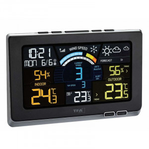 Statie meteo digitala Spring Breeze cu senzor extern wireless de temperatura, umiditate, viteza vant TFA 35.1140.01