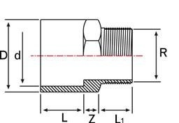 Adaptor PVC-UH lipire si filet exterior