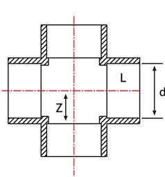 Cruce PVC-UH 90°