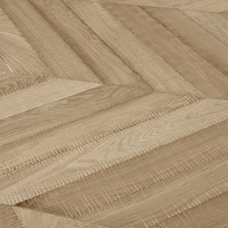 Chevron oak parquet 90/15m saw marks brut