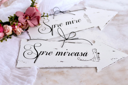 Set semne decorative sageti nunta ''Spre mireasa'' & ''Spre mire''