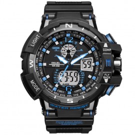 Ceas barbatesc masiv, dual time, stil sport / militar - Blue