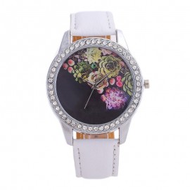 Ceas dama Roses & crystals - alb