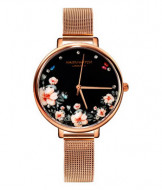 Ceas dama Flowers of Spring, rose golden cu negru