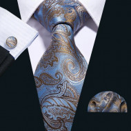 Set cravata + batista + butoni - matase naturala 100%, tesatura Jaquard - model 30