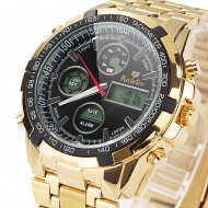 Ceas barbatesc masiv, dual - time, stil sport / militar