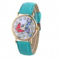 Ceas dama Each hour a flower & butterflies - bleu verde