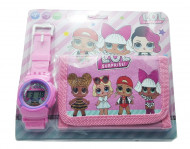 Set Ceas pentru fetite cu portofel, tip LOL Surprise, model 2